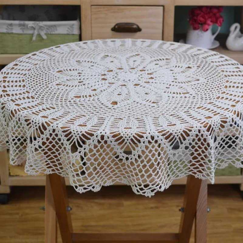 Szydełkowe okrągłe obrusy koronkowe eleganckie