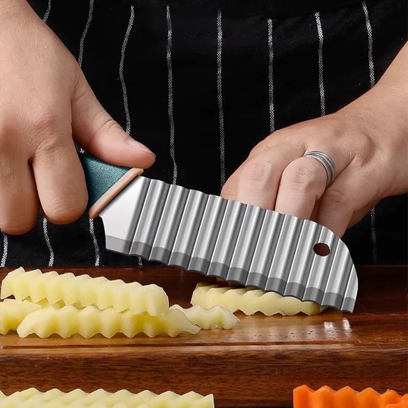 Falowany Nóż do Frytek i Warzyw – Krajalnica ze Stali Nierdzewnej