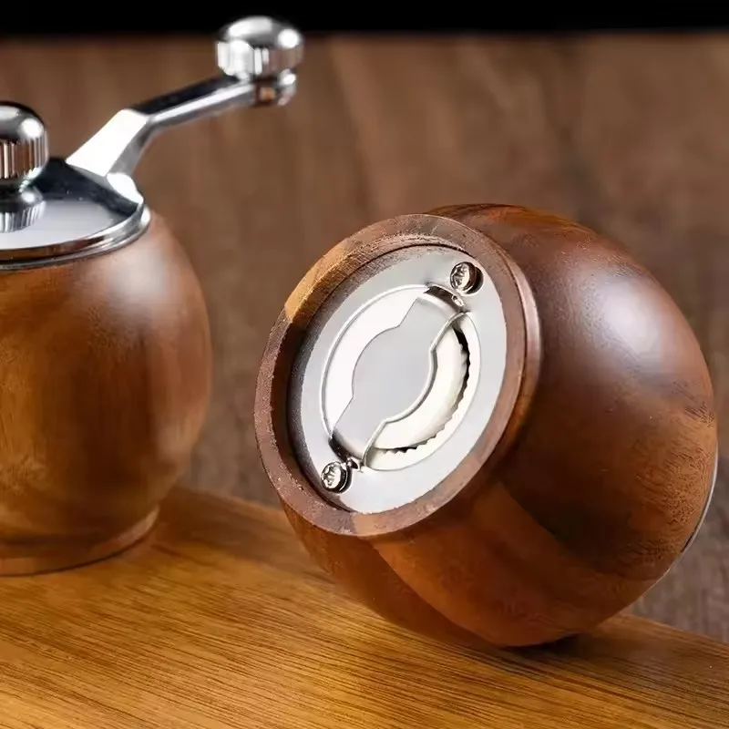 Mini młynek do soli i pieprzu z drewna – ręczny z ceramicznym mechanizmem