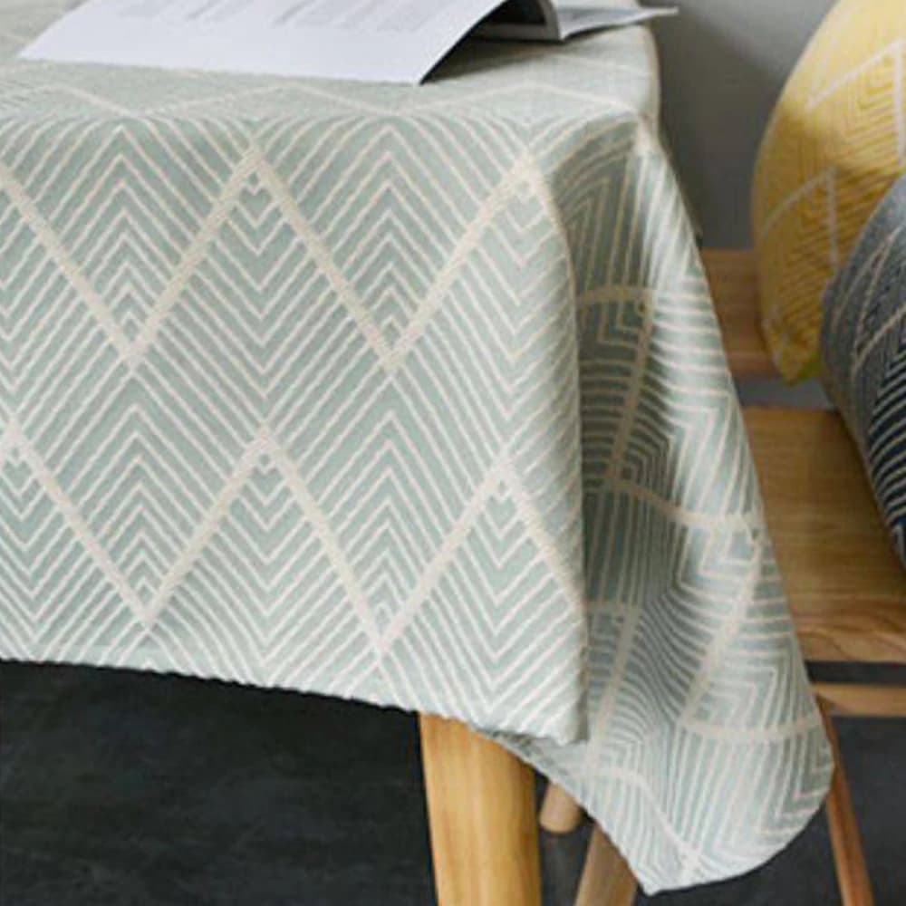 Obrus geometryczny nordic – zielony obrus na stół odporny na wodę i zabrudzenia