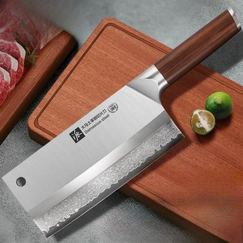 Profesjonalny Tasak Kuchenny Damascus – Stal Nierdzewna z Etui Prezentowym