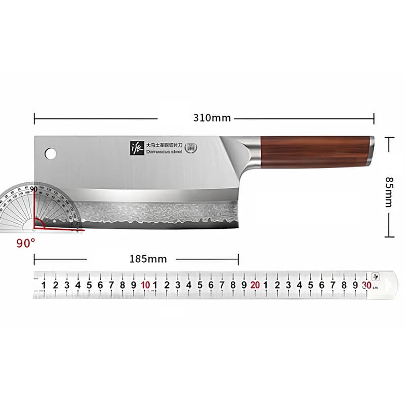 Profesjonalny Tasak Kuchenny Damascus – Stal Nierdzewna z Etui Prezentowym