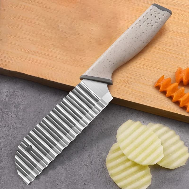 Falowany Nóż do Frytek i Warzyw – Krajalnica ze Stali Nierdzewnej