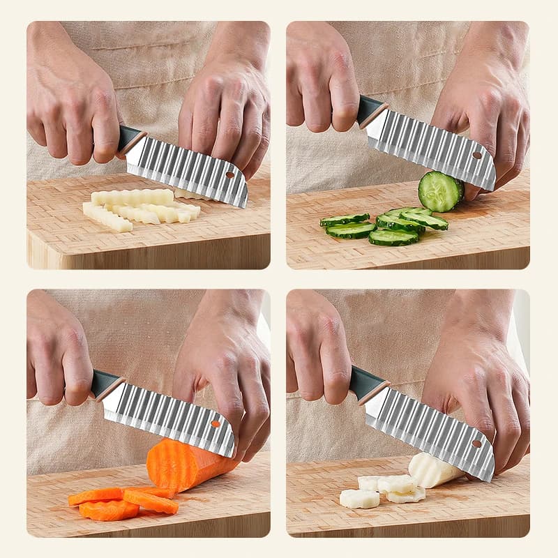 Falowany Nóż do Frytek i Warzyw – Krajalnica ze Stali Nierdzewnej