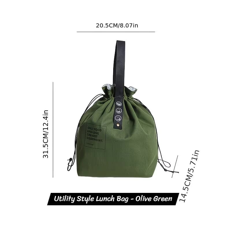 Japanese Style Insulated Bento Lunch Tote Bag Drawstring Closure Thermal Food-Safe Lunch Bag for Work School Picnic