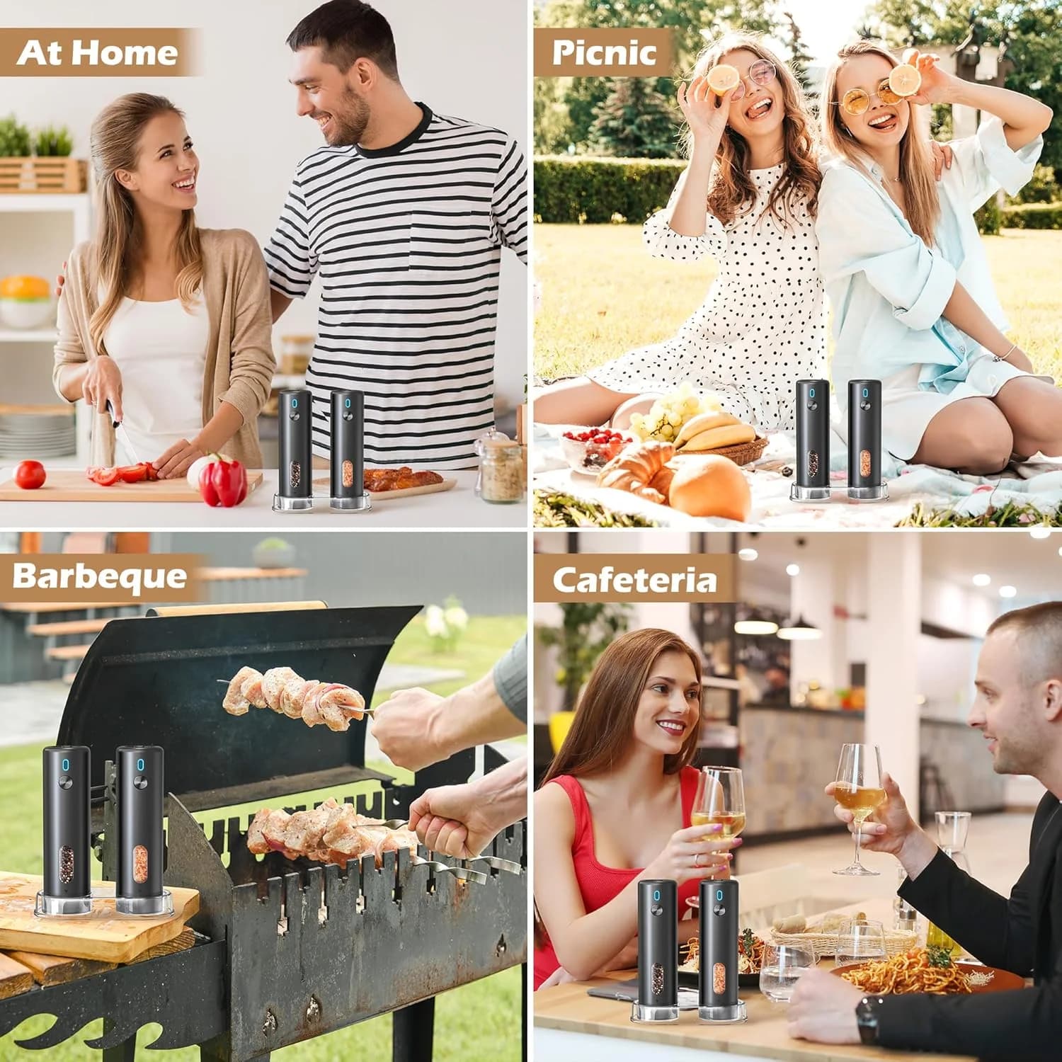 Elektryczny młynek do pieprzu i soli USB – regulowany młynek do przypraw z podświetleniem LED