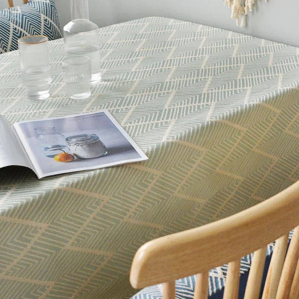 Obrus geometryczny nordic – zielony obrus na stół odporny na wodę i zabrudzenia