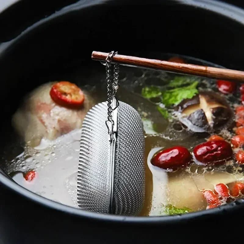 Stainless steel belt extension chain kitchen seasoning ball fine mesh cooking spices pine tea grass filter kitchen gadgets