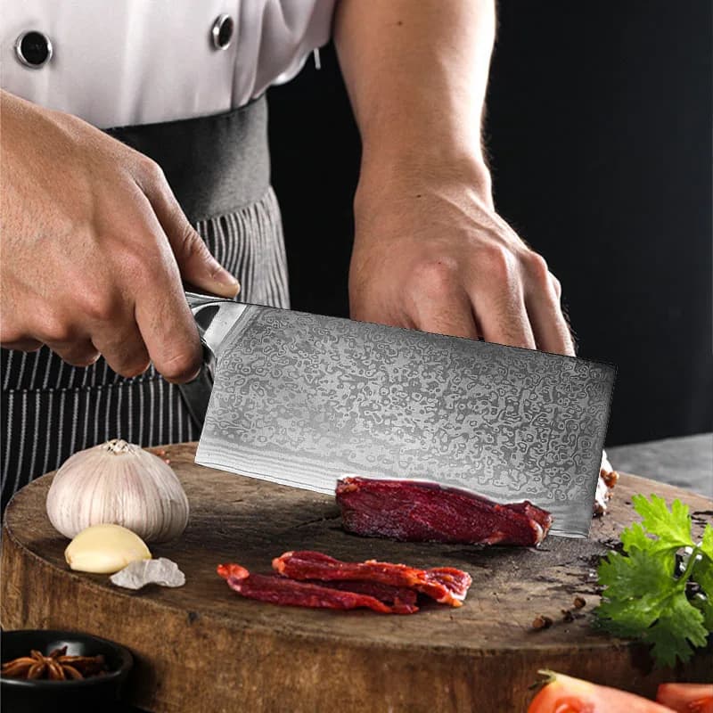 Damasceński tasak kuchenny – premium nóż do mięsa i warzyw
