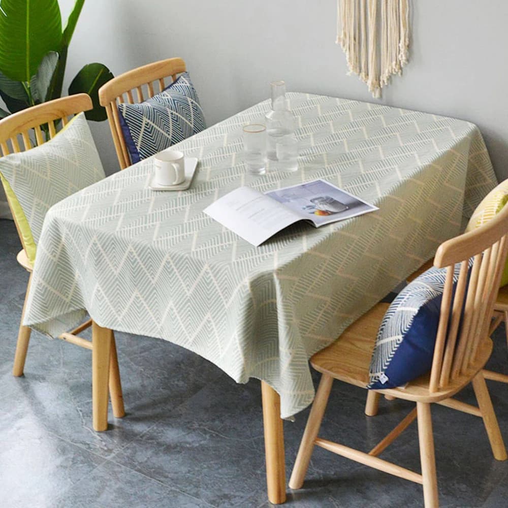 Obrus geometryczny nordic – zielony obrus na stół odporny na wodę i zabrudzenia