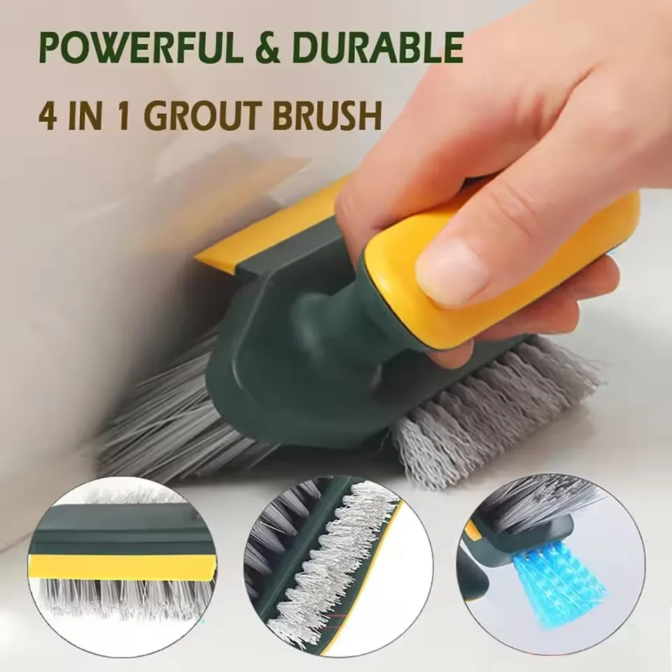 4 In 1 V-Shape Crevice Scrubber Brush Kitchen Bathroom Tile Floor Cleaning Brush Window Groove Corner Toilet Cleaner