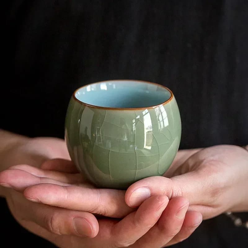Ceramiczna Czarka Ru Kiln 120 ml – Kung Fu Tea Cup w Zestawie Prezentowym lub oddzielna filiżanka