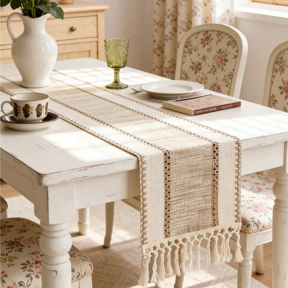 Bieżnik na stół boho z frędzlami – dekoracyjny bieżnik na stół w stylu nordic