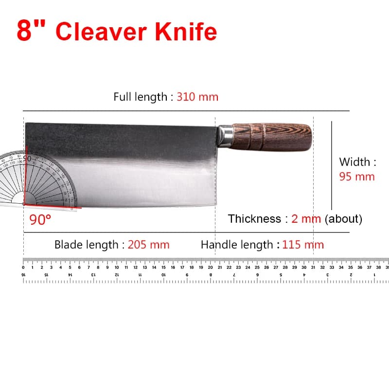 Ręcznie kuty tasak chiński 8" – stal 5Cr15MoV, nóż do mięsa i warzyw