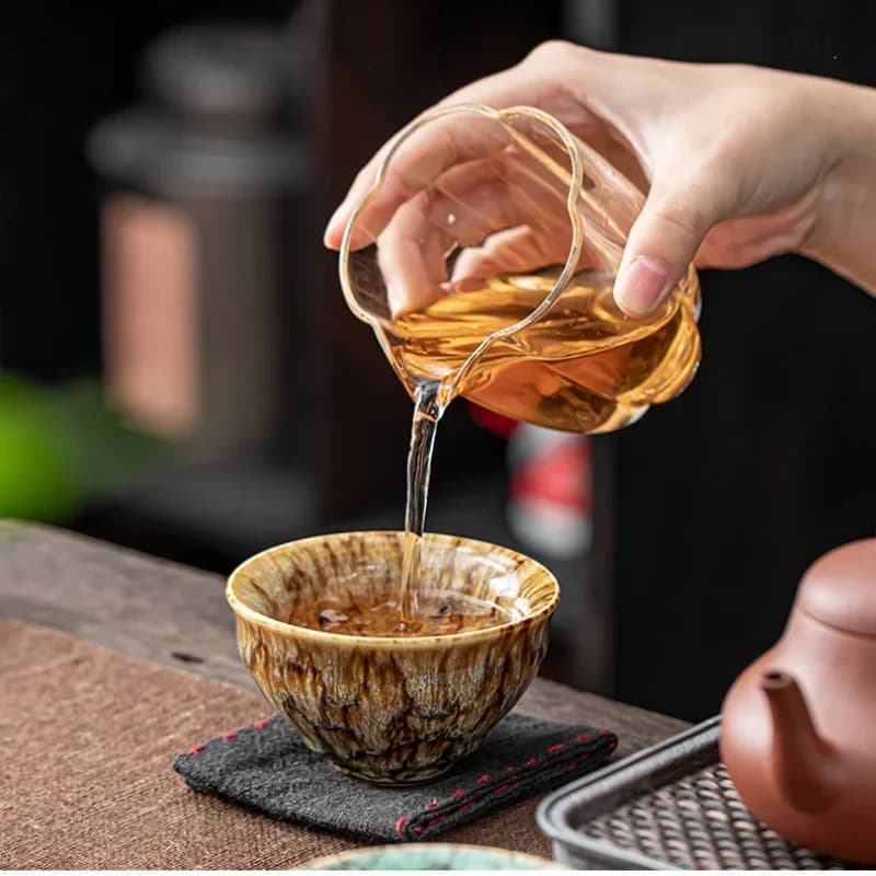 Zestaw 5 Ręcznie Wykonanych Czarek Ceramicznych – Wuxing Kung Fu Tea (Styl Jian Zhan)