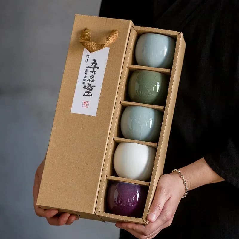 Ceramiczna Czarka Ru Kiln 120 ml – Kung Fu Tea Cup w Zestawie Prezentowym lub oddzielna filiżanka