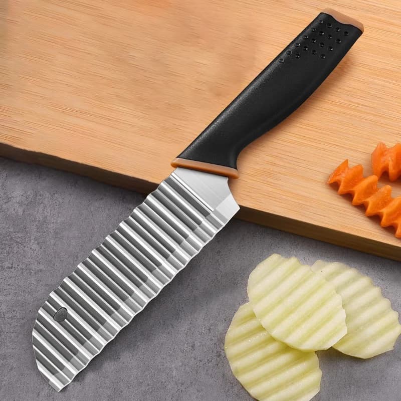 Falowany Nóż do Frytek i Warzyw – Krajalnica ze Stali Nierdzewnej