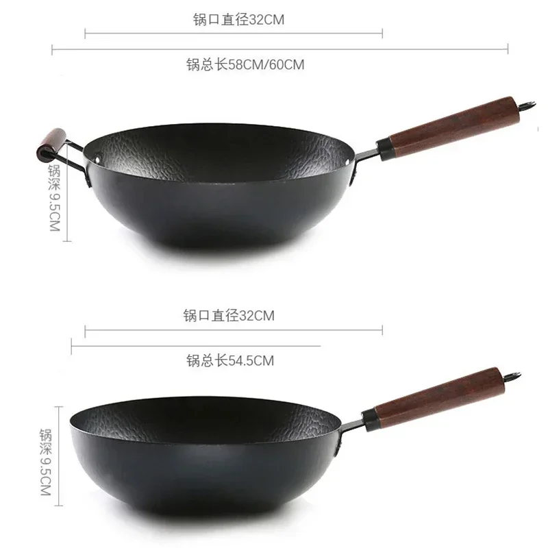 Tradycyjny Wok z Kutego Żelaza – Ręcznie Wykańczana Patelnia do Kuchni Azjatyckiej