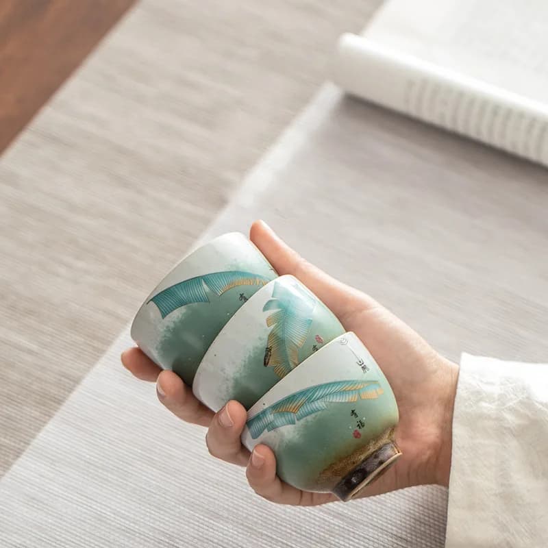Ceramiczne Filiżanki Kung Fu do Herbaty – Glazurowany Zestaw Mistrzowski 75 ml