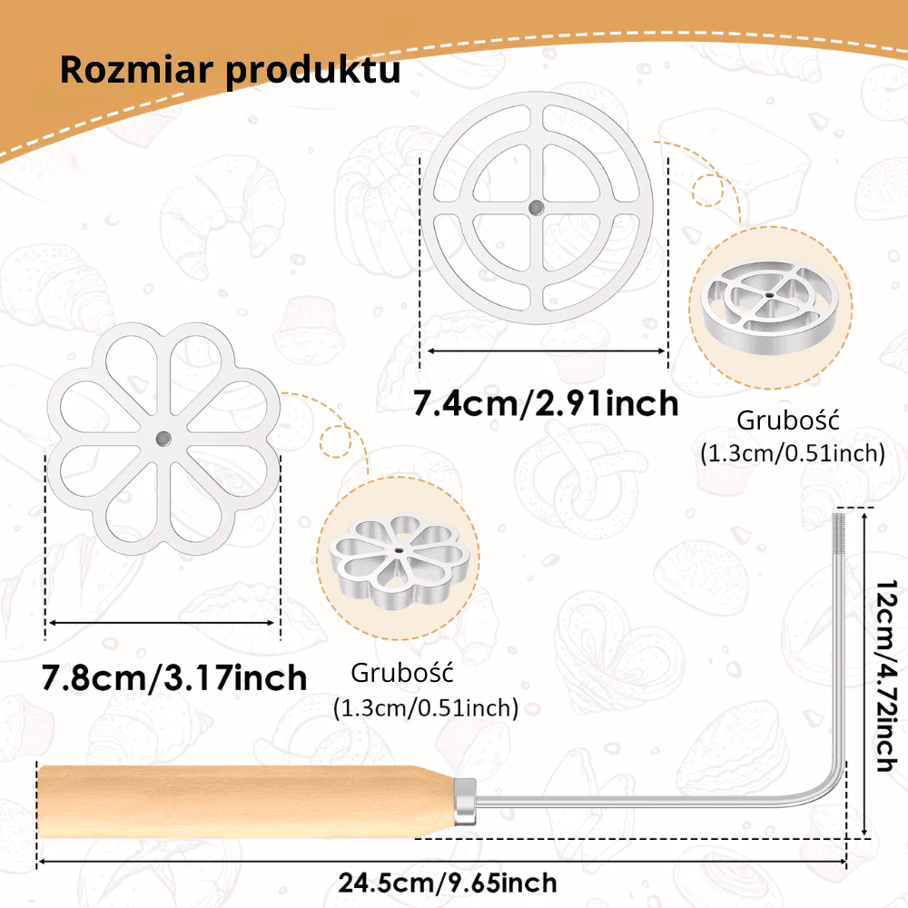 Zestaw foremek do wafli i rozetek z aluminium