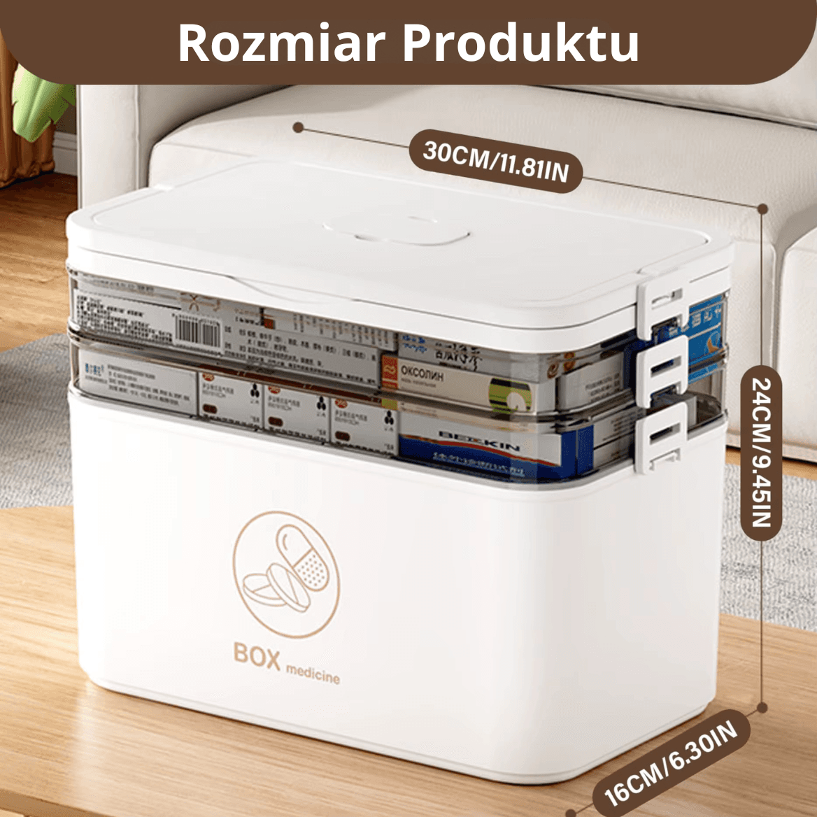 Organizer na leki 3-poziomowy – pudełko na leki i apteczkę