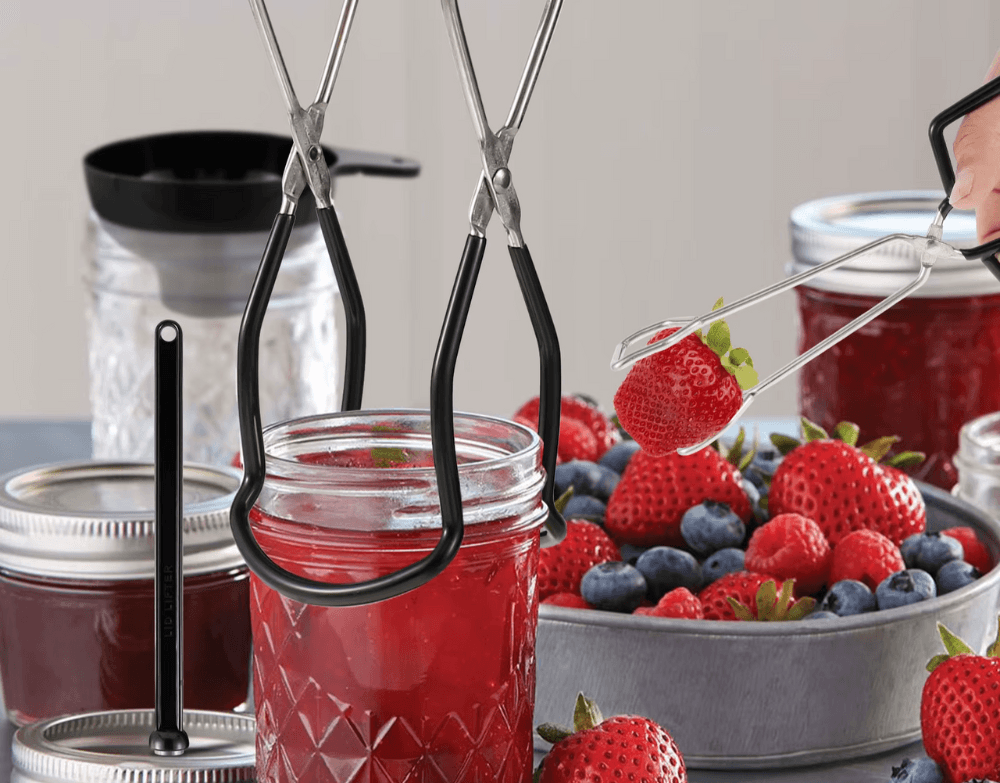 Zestaw narzędzi do konserwowania i wekowania – 7 elementów, uchwyt do słoików, szczypce, lejek i akcesoria