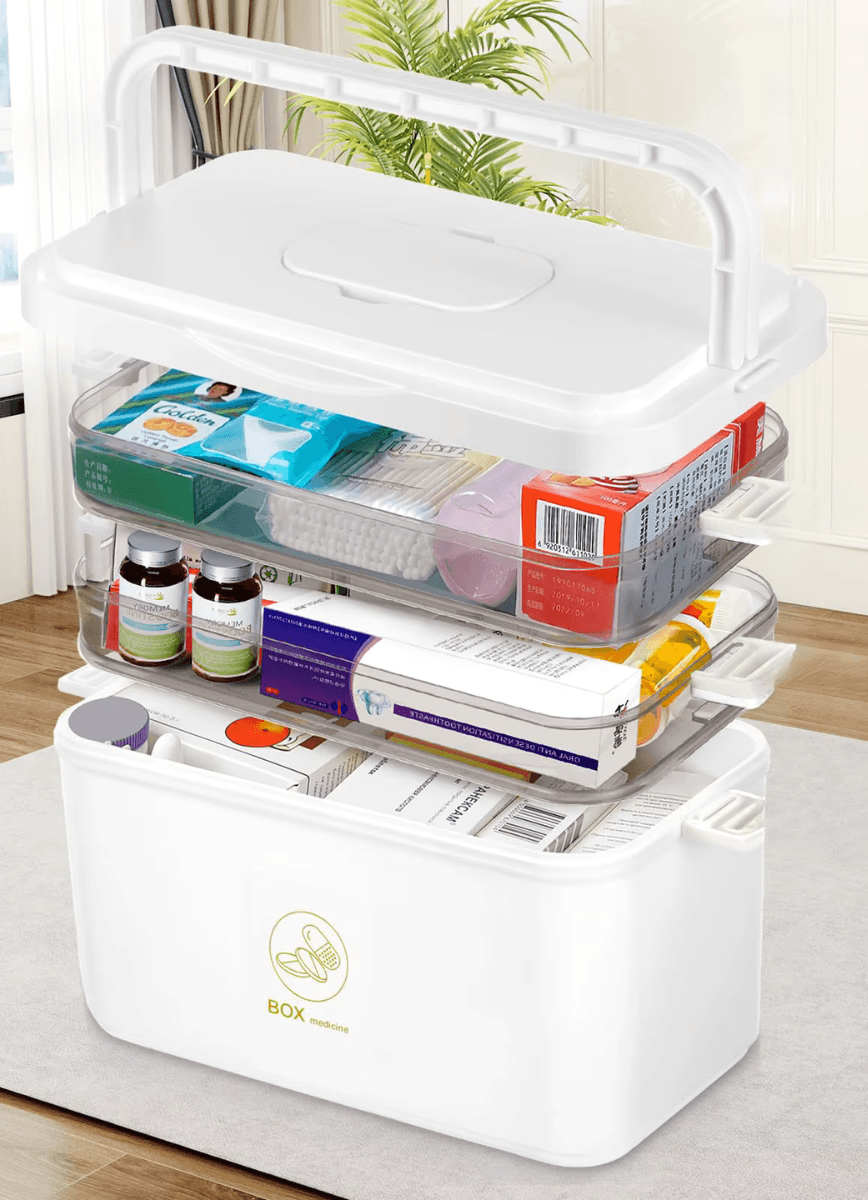 Organizer na leki 3-poziomowy – pudełko na leki i apteczkę
