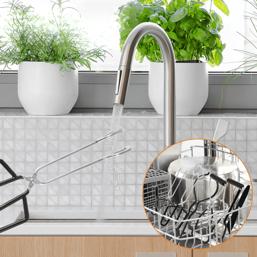 Zestaw narzędzi do konserwowania i wekowania – 7 elementów, uchwyt do słoików, szczypce, lejek i akcesoria